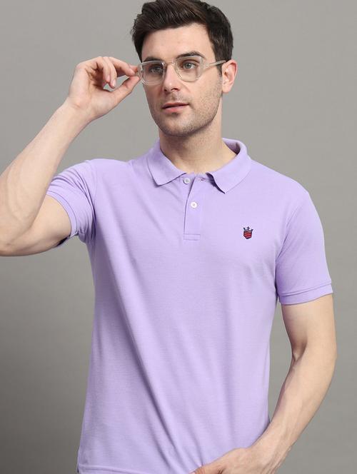 men lavender regular fit solid polo t-shirt - 21055687 - Very Small Image - 1