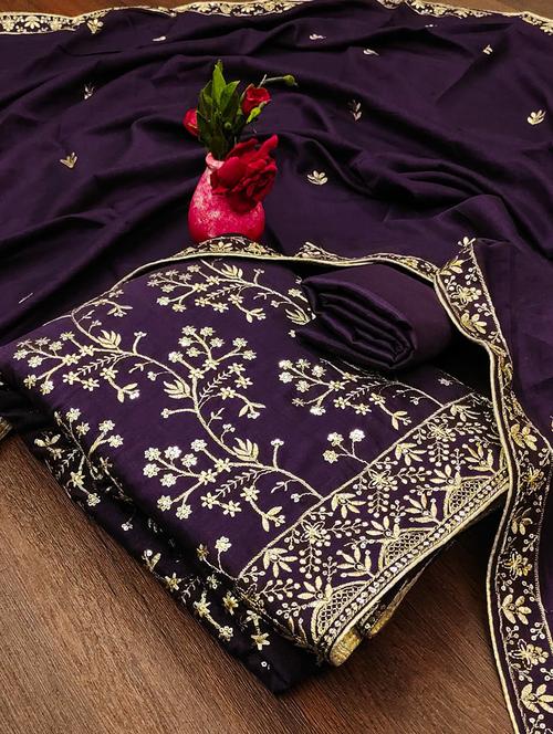 embroidered unstitched suit set - 21055886 - Very Small Image - 1