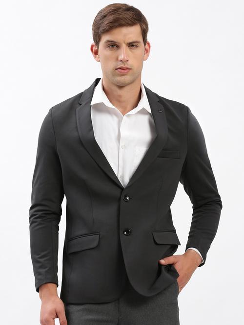 men notched lapel neck solid single breasted casual blazer - 21056108 - Very Small Image - 1