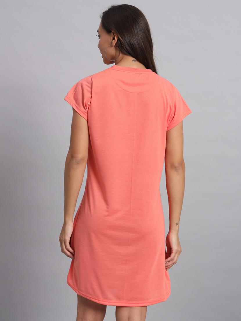 women round neck cotton t-shirt dress - 21056171 - Zoom Image - 2