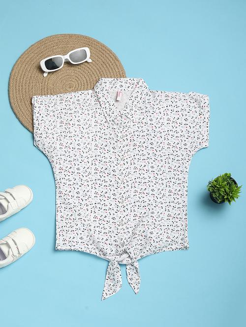 girls white printed short sleeves top - 21056887 - Very Small Image - 1