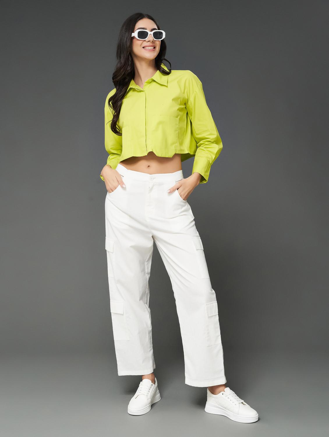 lime solid boxy shirt - 21057176 - Zoom Image - 2
