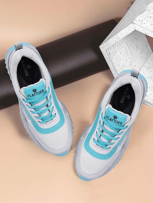 women grey & blue lace-up sneaker - 21057781 - Very Small Image - 1