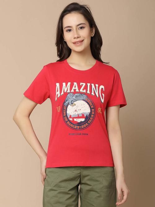 red cotton regular t-shirt - 21058081 - Very Small Image - 1