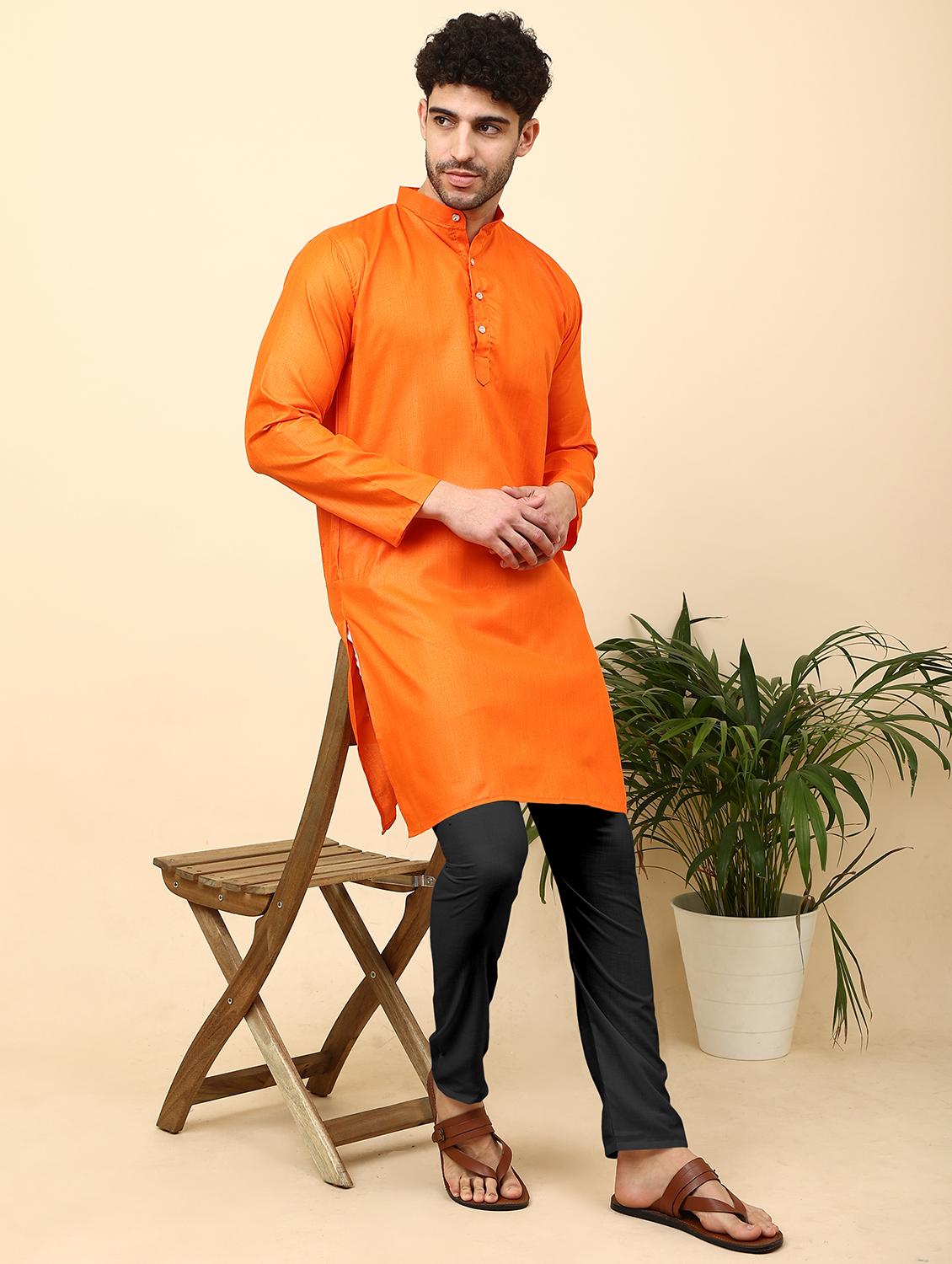 men mandarin neck solid kurta pyjama set - 21059856 - Zoom Image - 3
