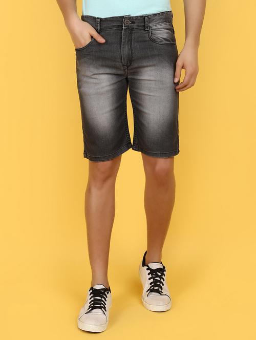 grey mid rise denim short - 21061662 - Very Small Image - 1