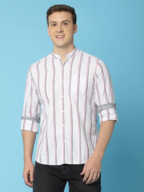 men striped cotton casual shirt - 21061748 - Very Small Image - 1