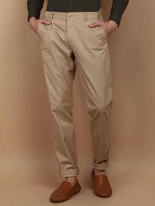 khaki cotton chinos casual trousers - 21061790 - Very Small Image - 1