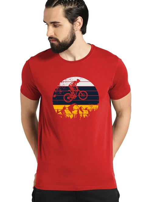 red cotton blend  t-shirt - 21064765 - Very Small Image - 1