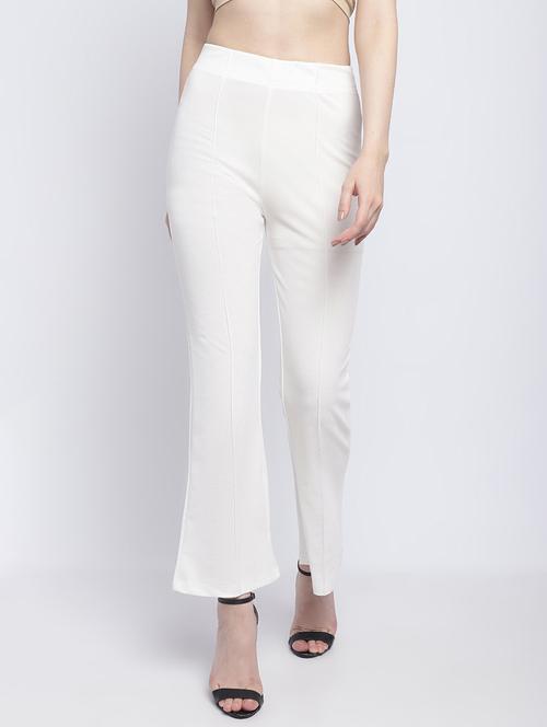 women solid white bootcut trouser - 21067734 - Very Small Image - 1