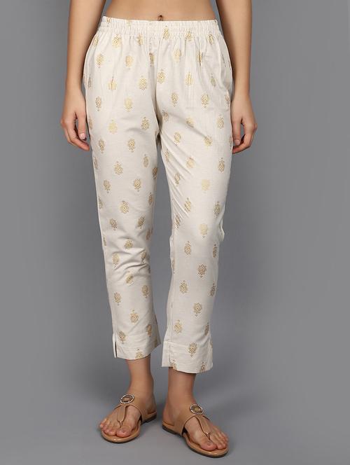 women off-white printed palazzos - 21067806 - Very Small Image - 1