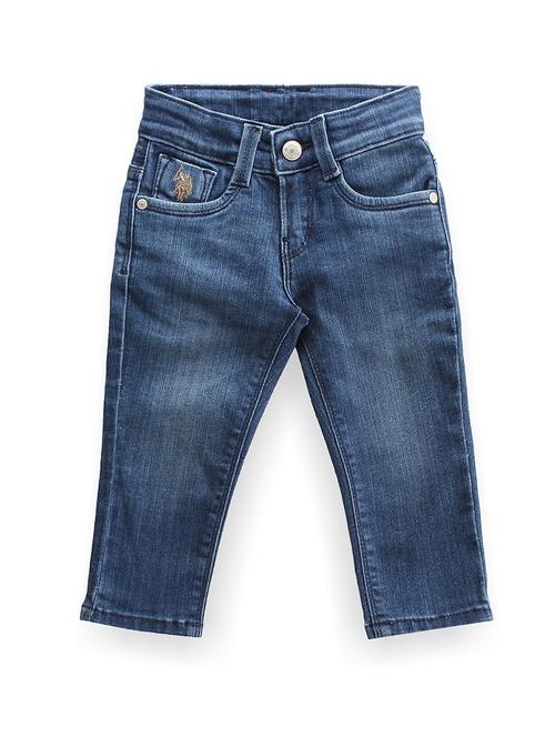 solid blue logo detailed casual jeans - 21068776 - Very Small Image - 1