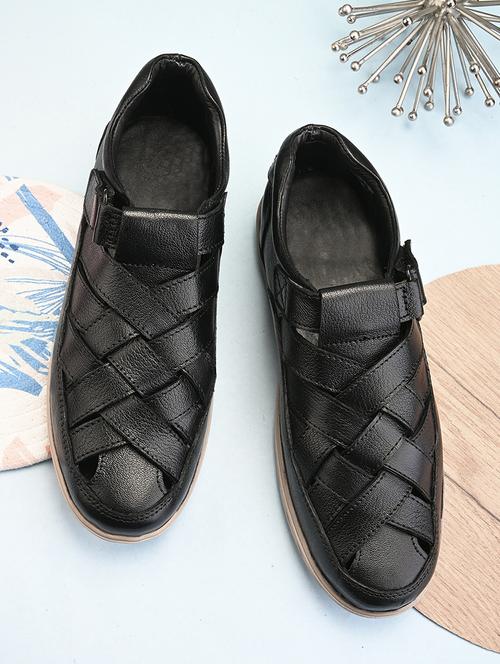black leatherette slip on sandals - 21069363 - Very Small Image - 1