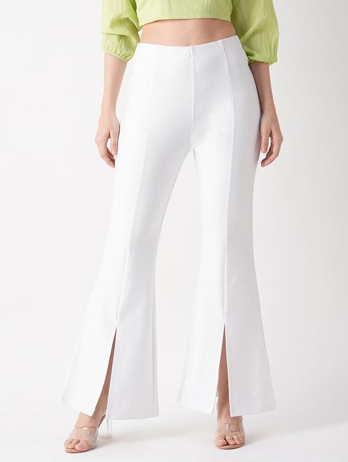globus women white front slit flared treggings - 21069633 - Very Small Image - 1