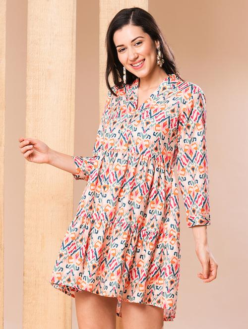 globus women multi color allover printed a-line mini fusion dress - 21069648 - Very Small Image - 1