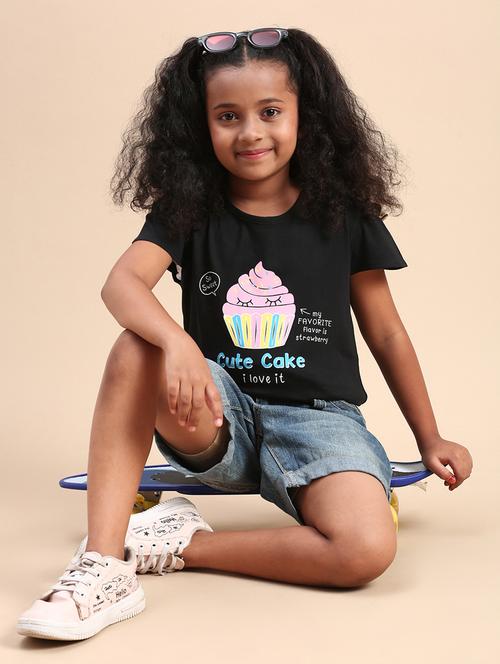 girls round neck short sleeves printed tees - 21070129 - Very Small Image - 1
