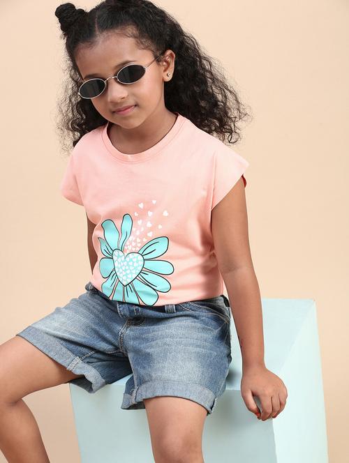 peach round neck short sleeves tees - 21070135 - Very Small Image - 1