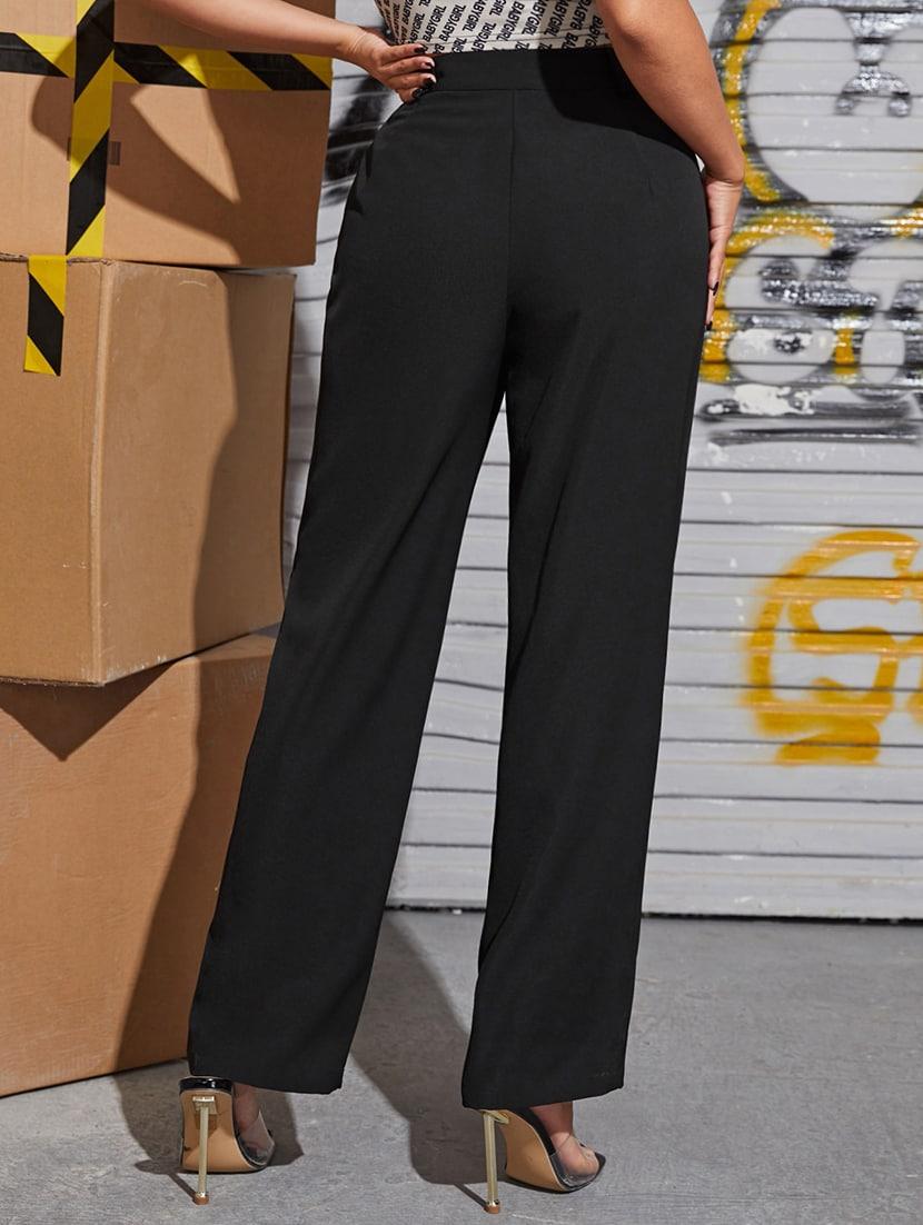 women solid high rise trouser - 21072340 - Standard Image - 3