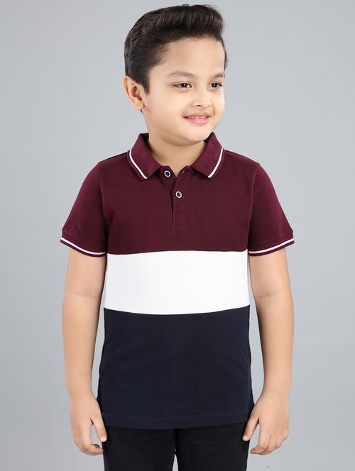 boys color block cotton polo t-shirt - 21073201 - Very Small Image - 1