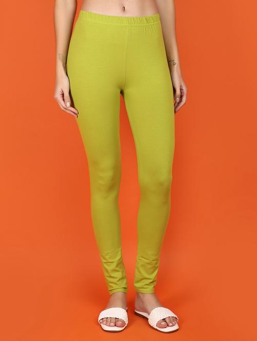 women lime solids leggings - 21074006 - Very Small Image - 1