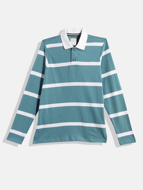 blue striped printed polo t-shirt - 21080286 - Very Small Image - 1