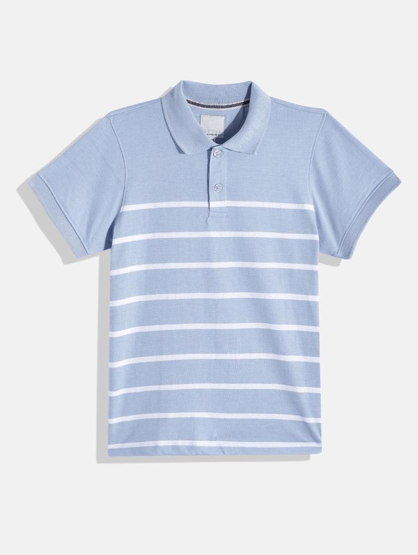 light blue striped printed polo t-shirt - 21080292 - Zoom Image - 0