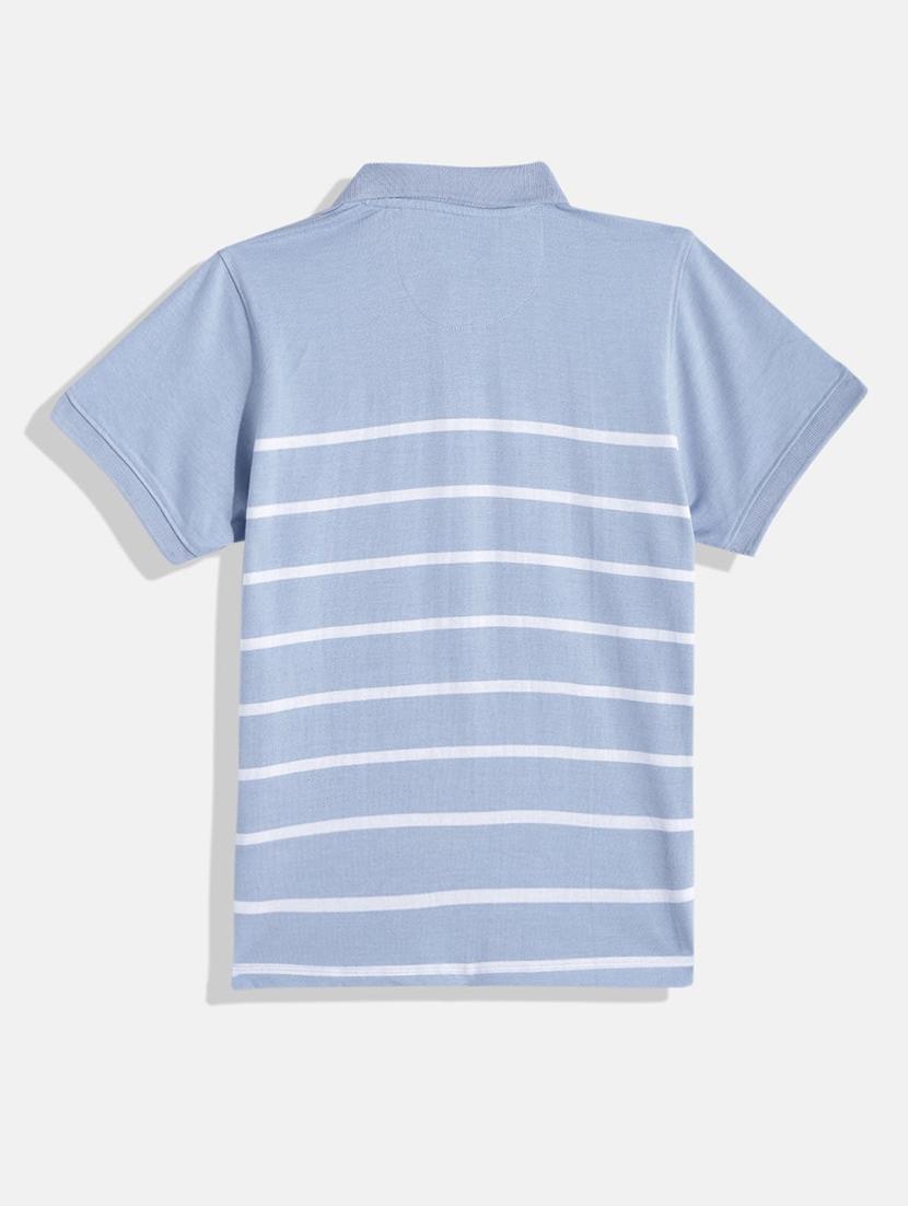 light blue striped printed polo t-shirt - 21080292 - Standard Image - 1