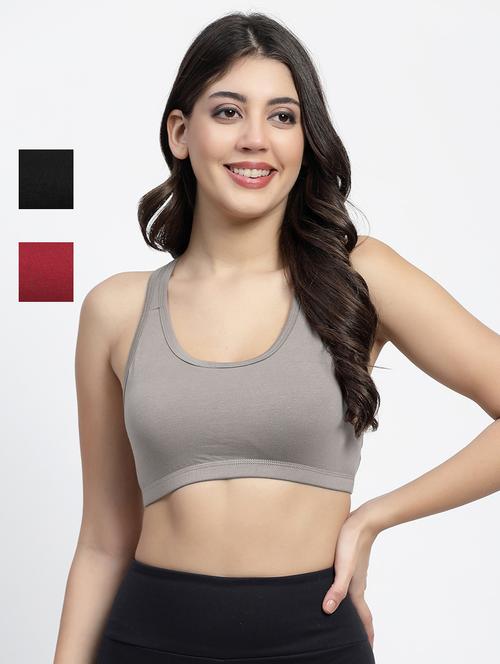 pack of  3 multi colored sports bra - 21086391 - Very Small Image - 1