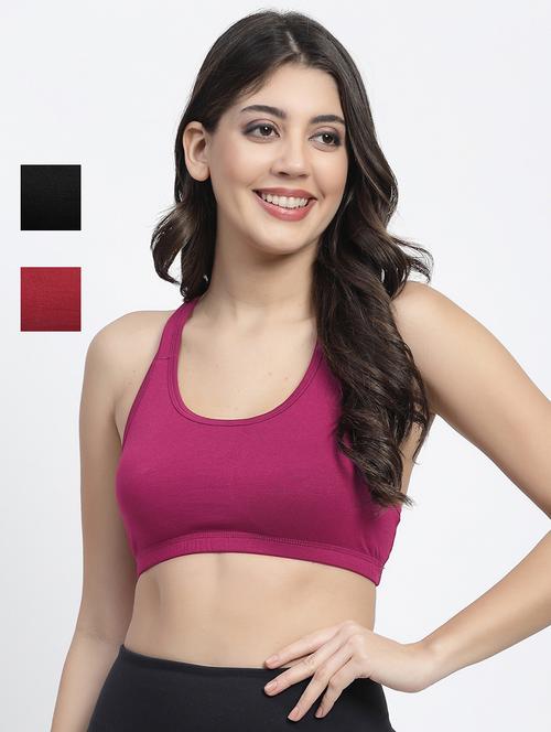 pack of 3 multi colored sports bra - 21086405 - Very Small Image - 1