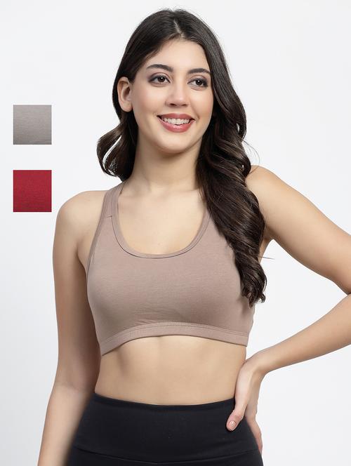 pack of 3 multi colored sports bra - 21086415 - Very Small Image - 1