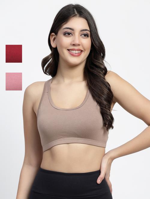 pack of 3 multi colored sports bra - 21086420 - Very Small Image - 1
