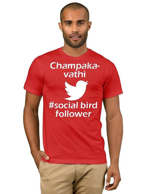 red cotton blend front print tshirt - 21087206 - Very Small Image - 1