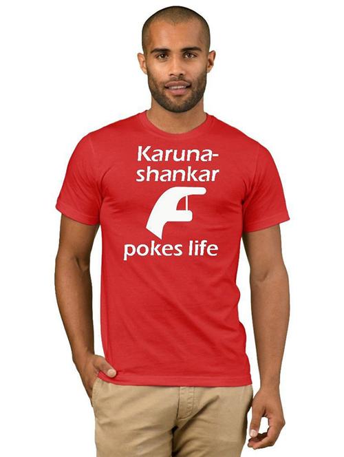 red cotton blend front print tshirt - 21090869 - Very Small Image - 1