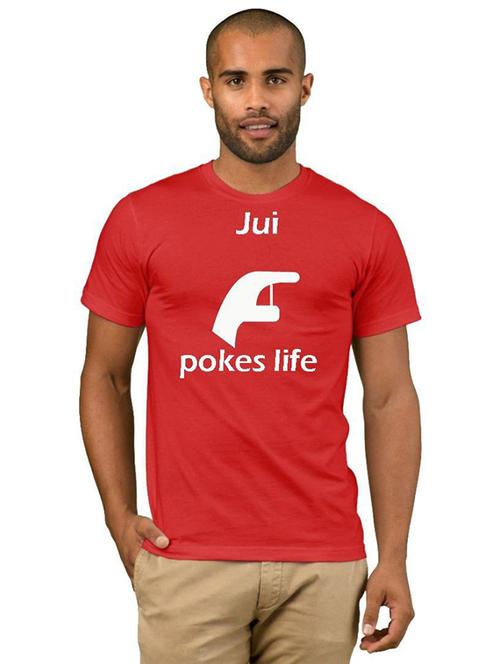 red cotton blend front print tshirt - 21090974 - Very Small Image - 1