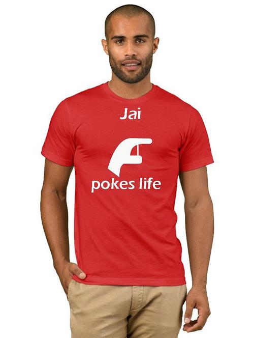 red cotton blend front print tshirt - 21091066 - Very Small Image - 1