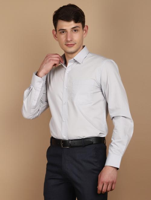 grey cotton formal shirt - 21092617 - Very Small Image - 1