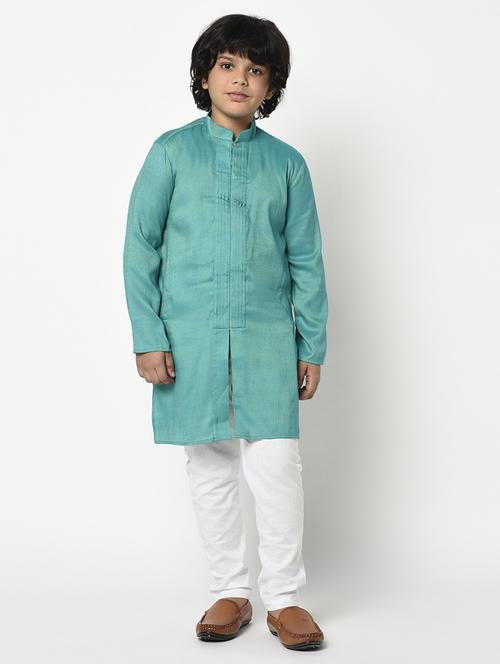 boys solid long sleeve kurta set  - 21093732 - Very Small Image - 1