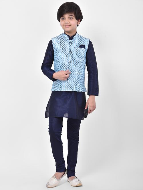 boys long sleeve kurta set with jacket - 21093835 - Very Small Image - 1