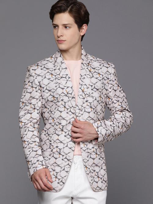men printed single breasted casual blazer - 21093871 - Very Small Image - 1
