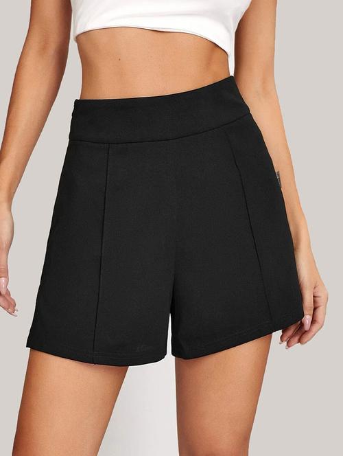 women solid high rise shorts - 21098430 - Very Small Image - 1