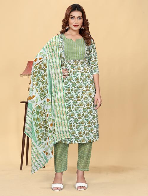 women white printed kurta pant set with dupatta - 21098900 - Very Small Image - 1