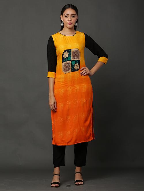 women three quarter sleeves straight kurta - 21100286 - Very Small Image - 1