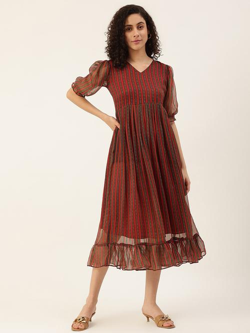 women maroon printed detailed dress - 21100826 - Very Small Image - 1