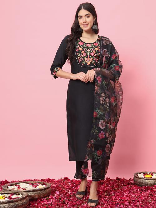 women three quarter sleeve kurta pant with dupatta set - 21102205 - Very Small Image - 1
