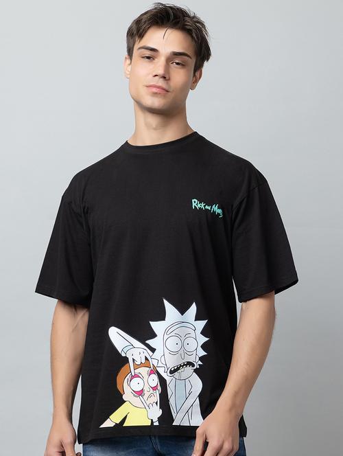 black cotton front print tshirt - 21102521 - Very Small Image - 1