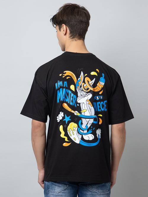 black cotton back print t-shirt - 21102524 - Very Small Image - 1