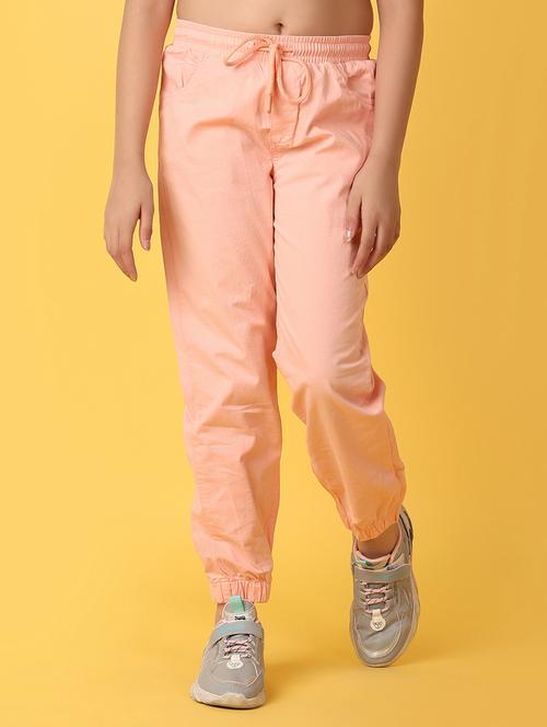 girls orange cotton jogger trouser - 21102703 - Very Small Image - 1