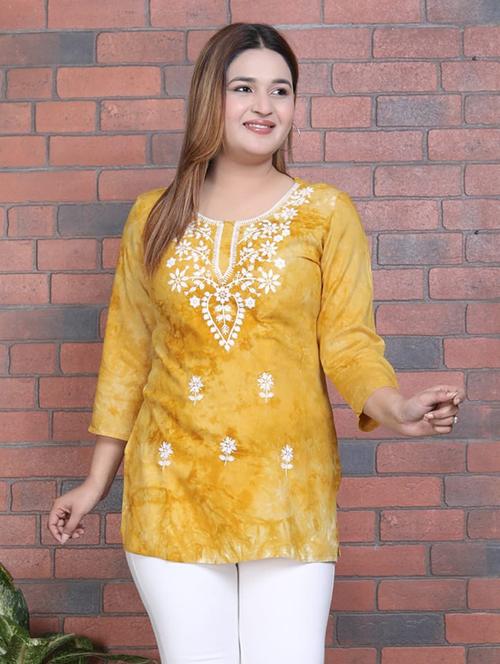 women mustard embroidered detailed kurti - 21102947 - Very Small Image - 1