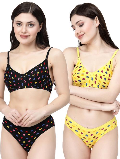 pack of 2 printed bra and panty set - 21104129 - Very Small Image - 1