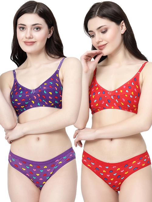 pack of 2 printed bra and panty set - 21104136 - Very Small Image - 1